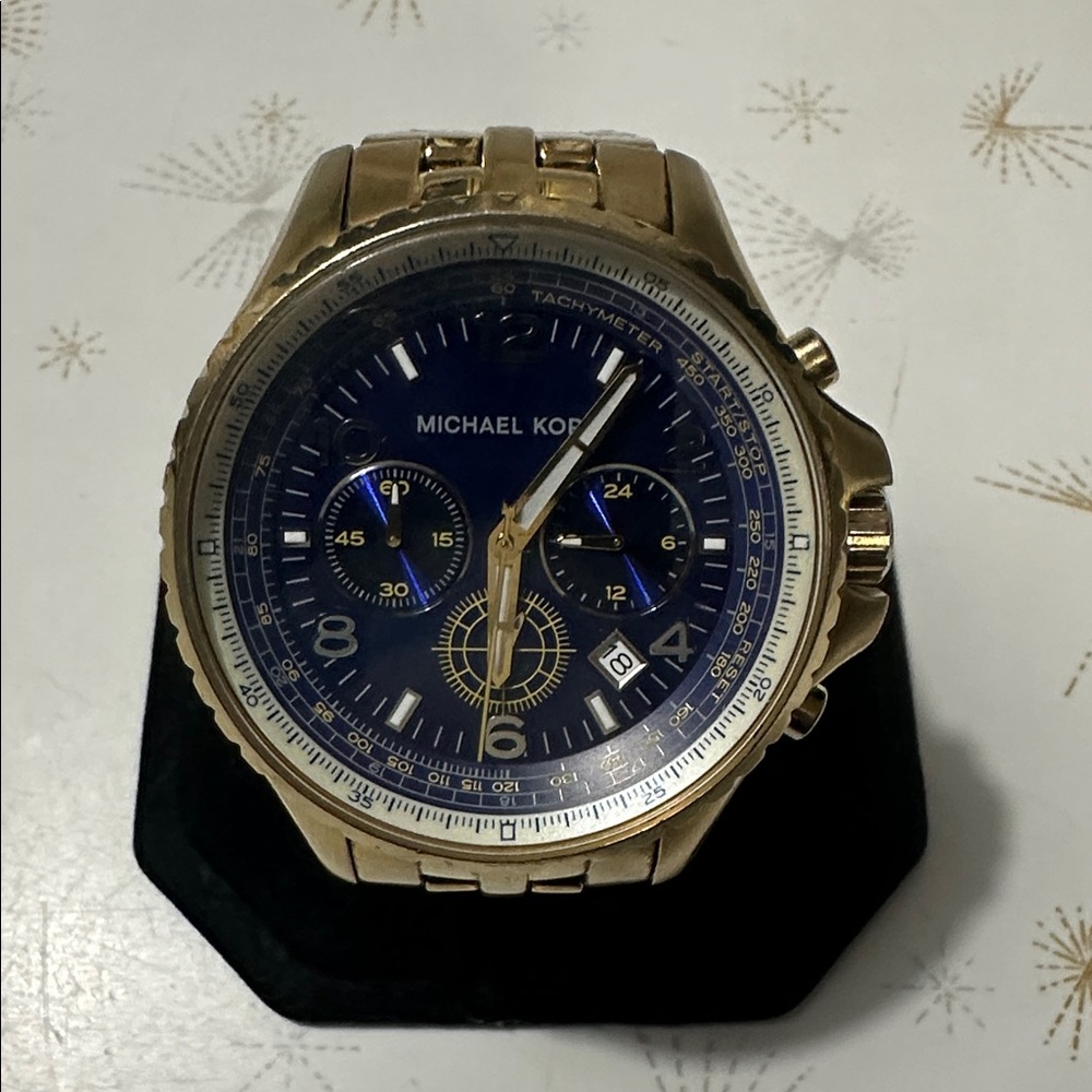Michael Kors Navy and Gold Chronograph Watch